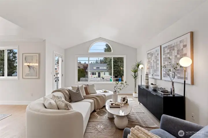 The living room connects to a good-sized deck for relaxing or BBQing.  The deck has a newer all weather surface.