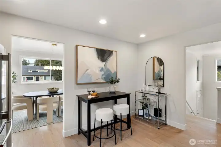 The kitchen has room for an eat-in area for casual dining.