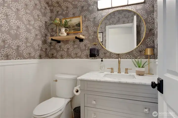 This pretty powder room is sure to please your guests.