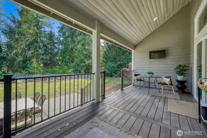 Plenty of covered space on the deck, with TV hookups too..