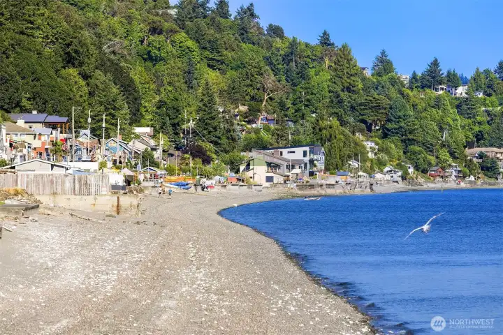 At low tide local beach