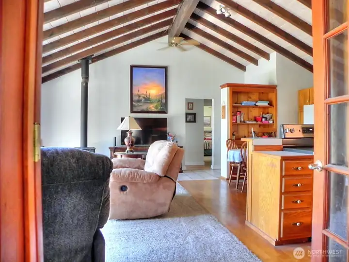 Can't miss the vaulted ceilings and beams