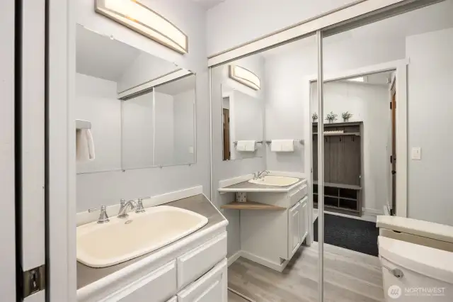 Half bath on lower level entry.