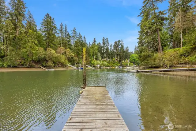 Great dock for launching kayaks and paddle boards or mooring a motor boat.