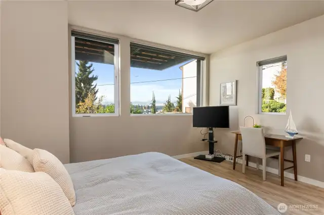 Water view bedroom on the lower level.