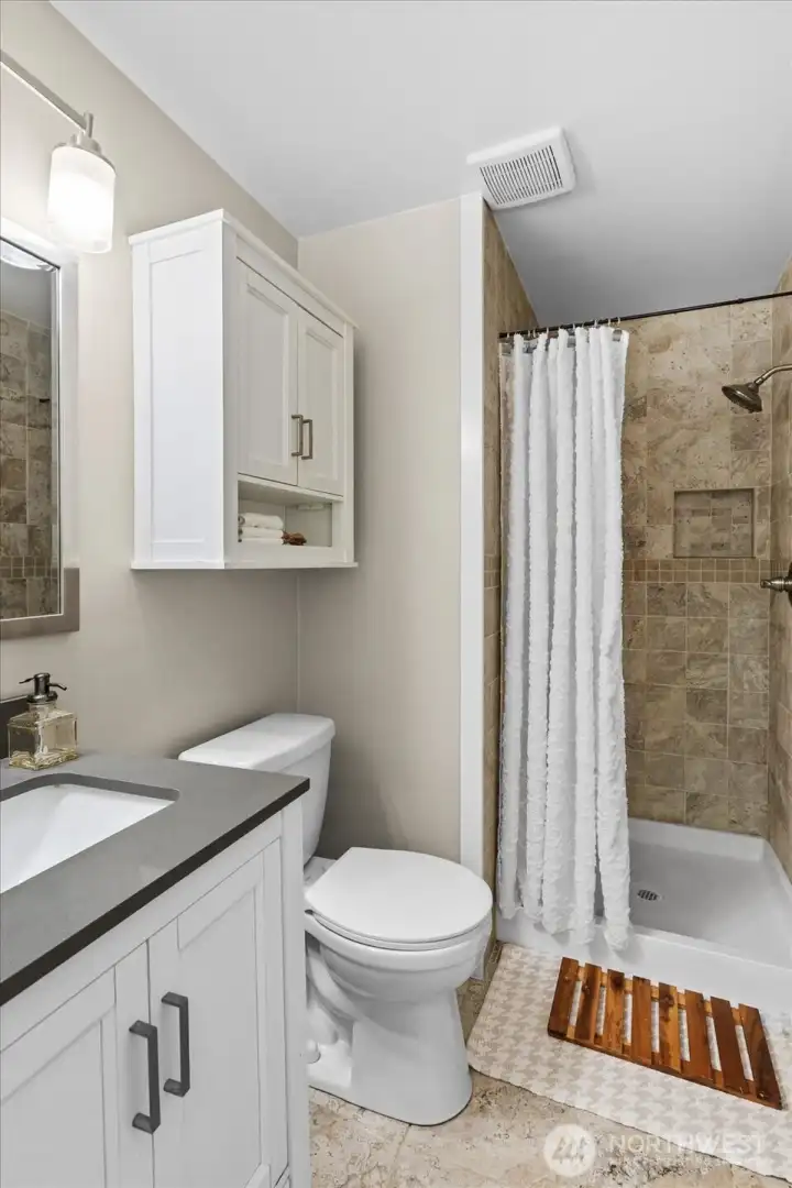 Updated 3/4 Primary Bathroom was thoughtfully updated.