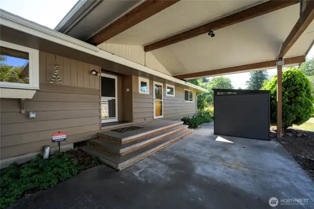 Carport, patio & new storage building