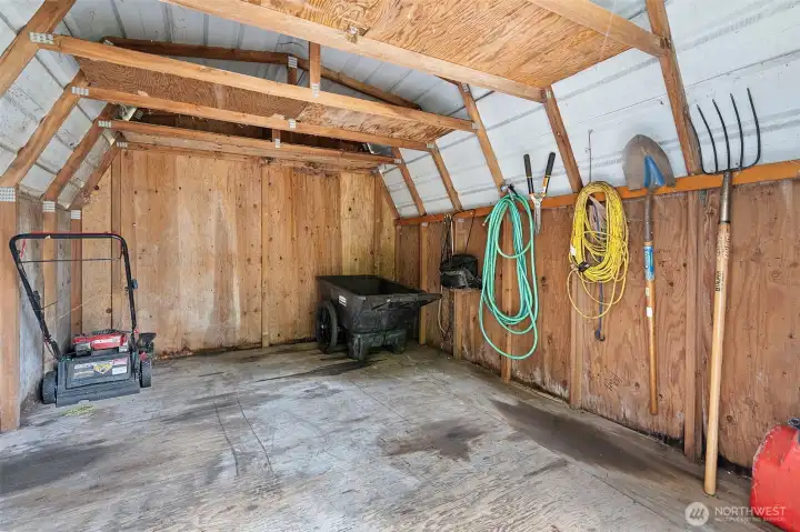 Inside the back shed.
