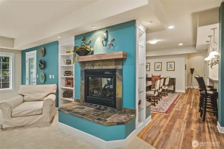 Gas Fireplace is Open to Living Area and Dining Area
