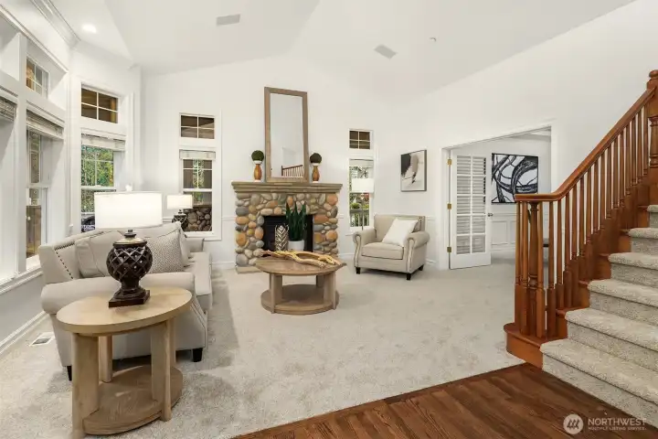 Dramatic entry to living room.