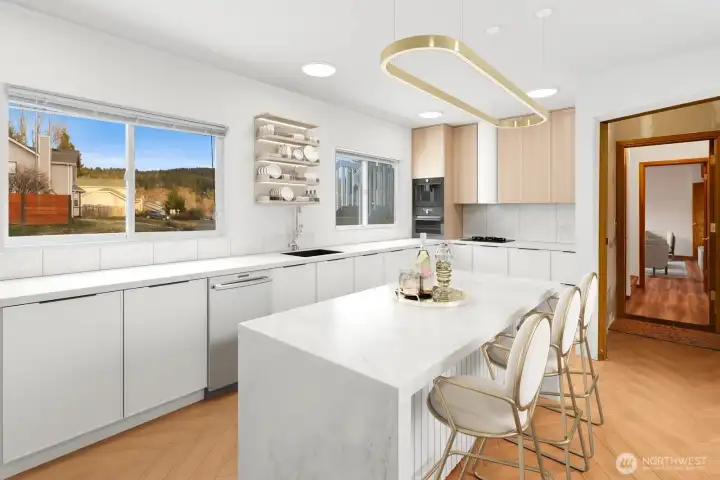 Virtually staged for what a kitchen would look like in the craft/shop