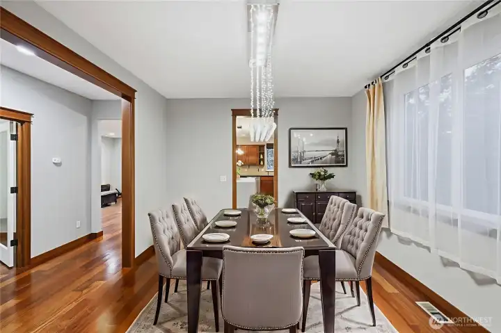 Formal dinning room with crystal chandelier