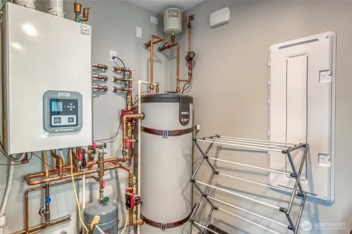 On Demand and radiant heat, water heater storage, internet panel