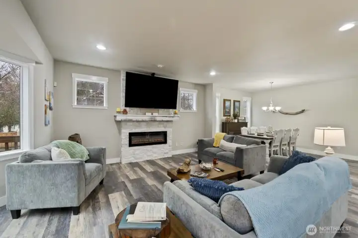 Custom fireplace offers a fun feature, the flame can be the color of your choice!