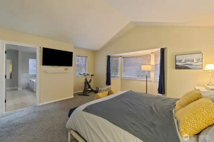 Primary Bedroom toward ensuite bathroom!