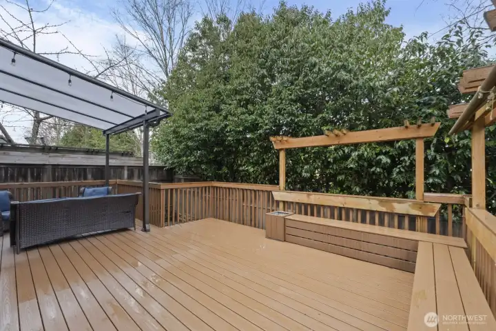 Deck also includes built in planter boxes for your summer flowers!