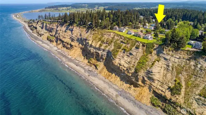 Beach Aerial View with Home Location