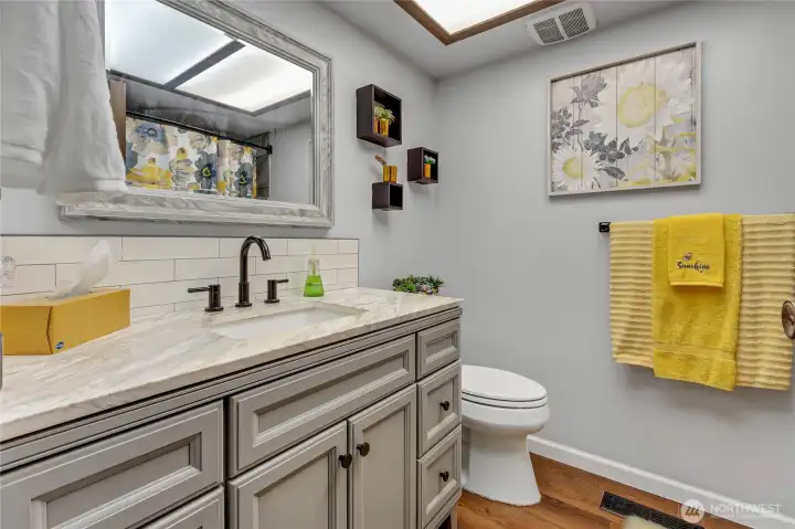 Upstairs bath fully remodeled.