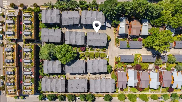 Top down view of Bryant Heights townhome community. Top down view of Bryant Heights townhome community.