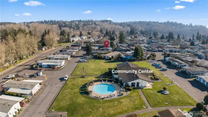 The pool and community center are just steps away!