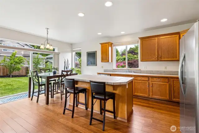 clean kitchen with hardwoods