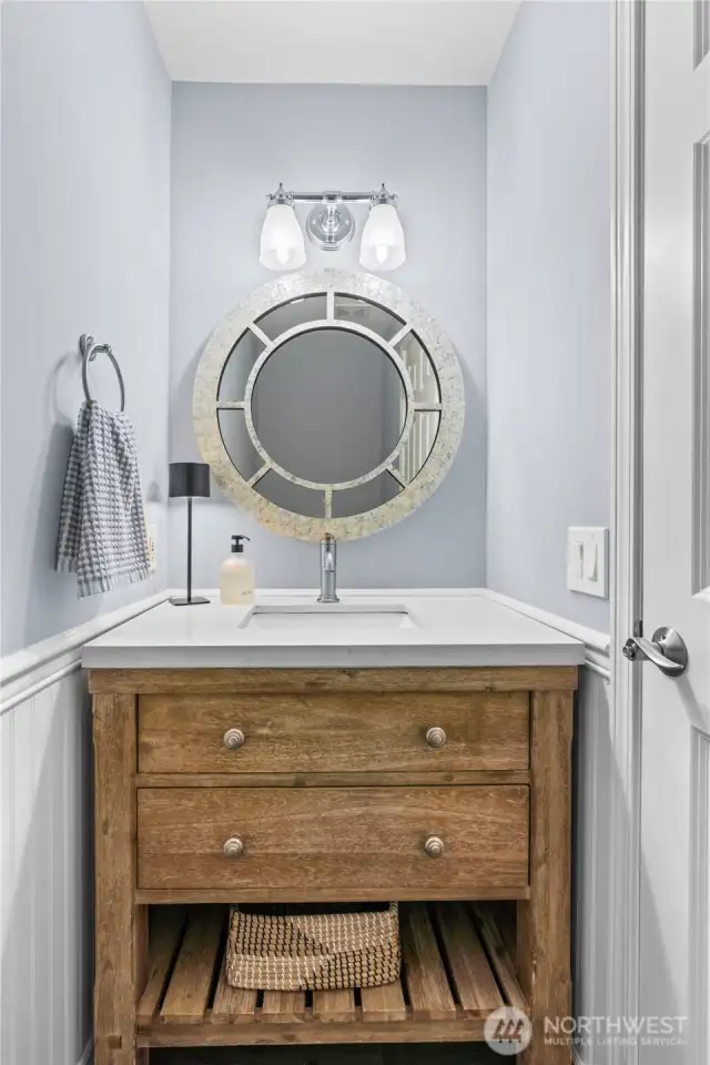 Main floor powder room was also fully renovated