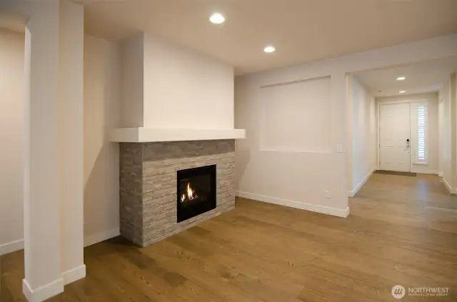 Another view of the cozy nook.  Notice the coved detail and elegant stone work.