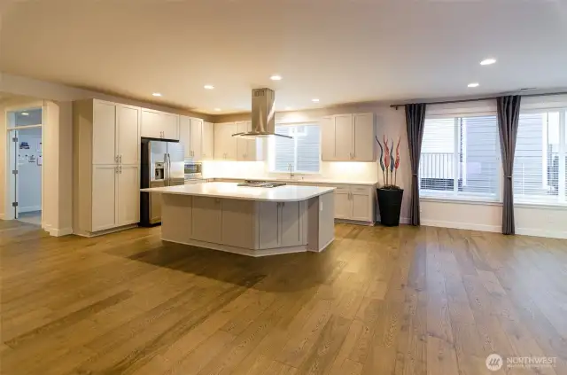 Who wouldn't want to cook in this gourmet kitchen.   Plenty of room for additional seating.  Notice added storage underneath.