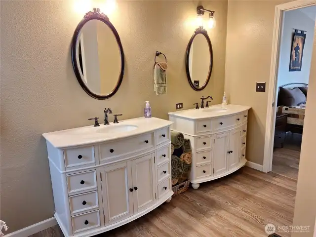 Walk in closet off primary bedroom     Walk in closet, tiolet & shower of Primary Bedrm