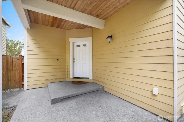 You enter with a nice covered front step.