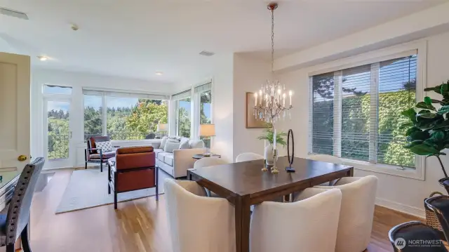 Off the kitchen a seamless flow into the main living spaces, making it an ideal gathering spot for friends and family.