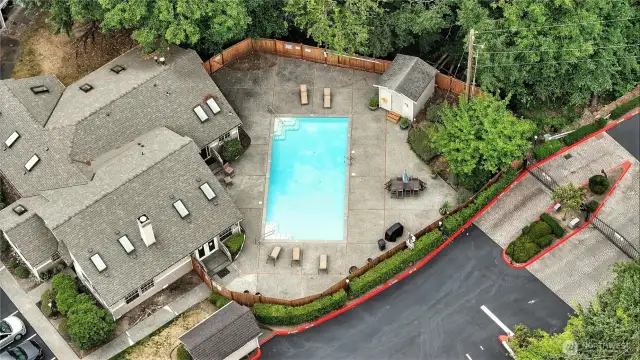 Overhead View of the Complex Clubhouse and Pool