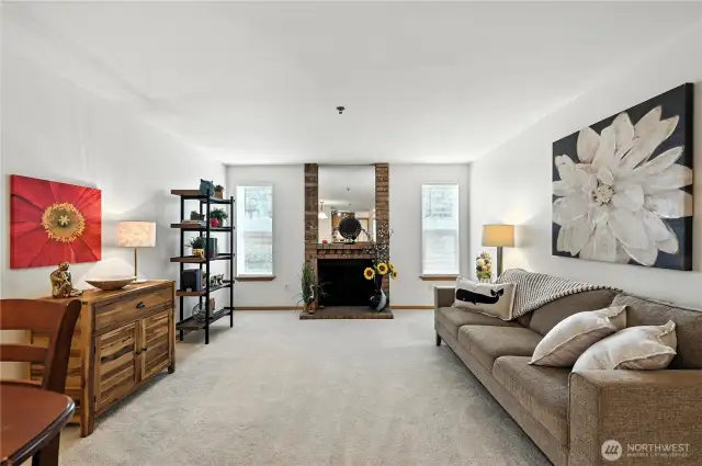 Living Room w/Wood Burning Fireplace