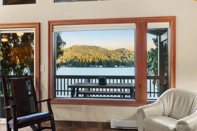 Large windows facing the lake.