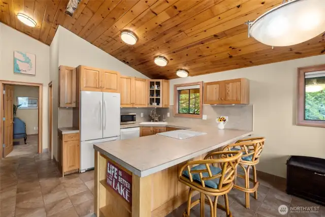 Open kitchen.