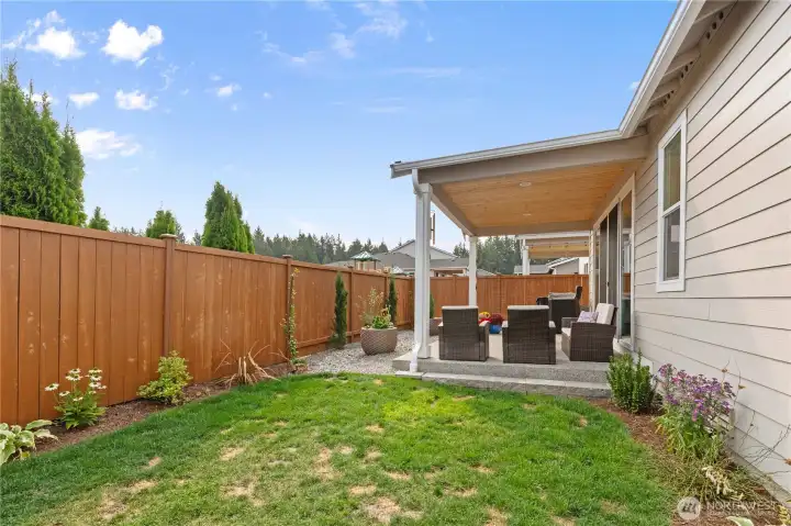 Covered Patio Retreat – Enjoy a fully fenced backyard with a spacious covered patio, perfect for outdoor dining, lounging, or year-round entertaining.