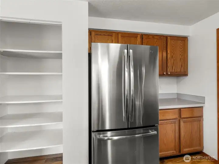 Pantry right on the kitchen
