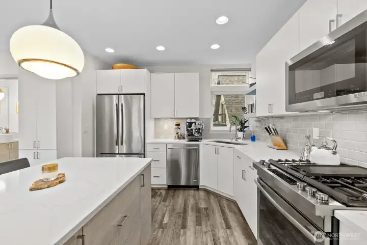 Sleek kitchen with gas cooktop
