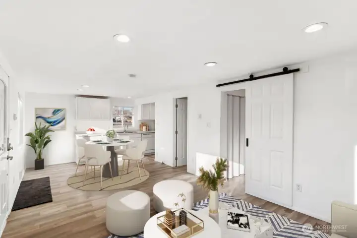 Virtually staged living area