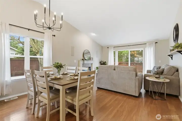 Vaulted ceilings throughout the main living areas