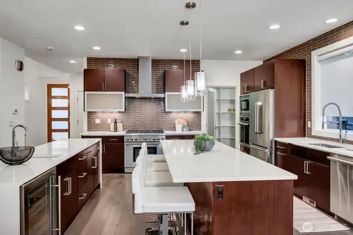 All connected to a spacious walk-in pantry.