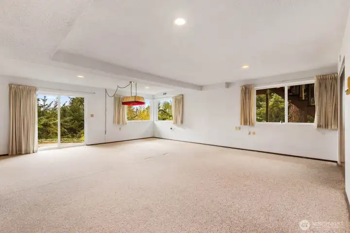 MASSIVE downstairs space, perfect family room with so many options.  This space is also plumbed/wired for additional kitchen space - ready for your multigenerational setup or additional place to entertain your guests.