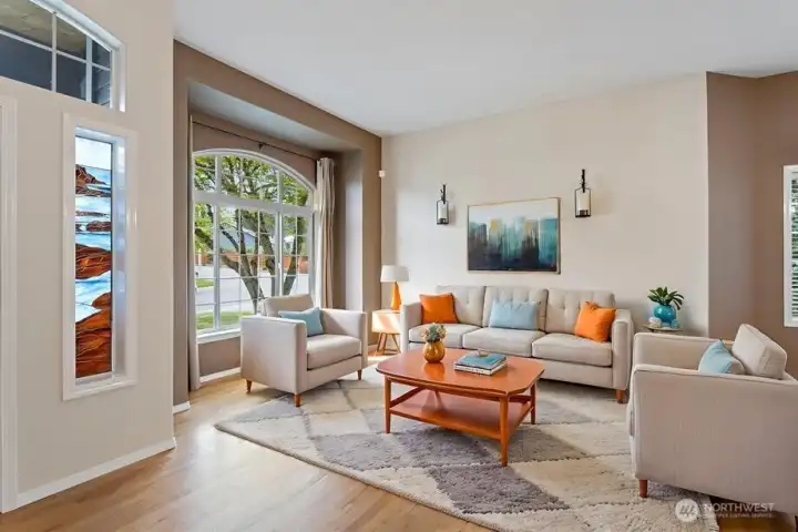 Virtually staged Living room.