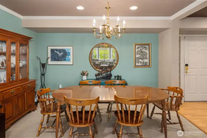 Dining Area with Tray Ceiling, Crown Moulding, Lighting Upgrades, Professional Color Palette