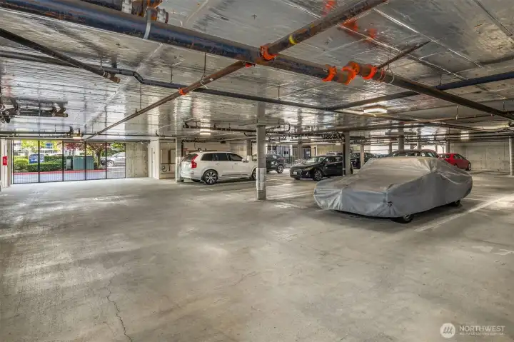 This unit offers two spaces in the controlled access common garage.