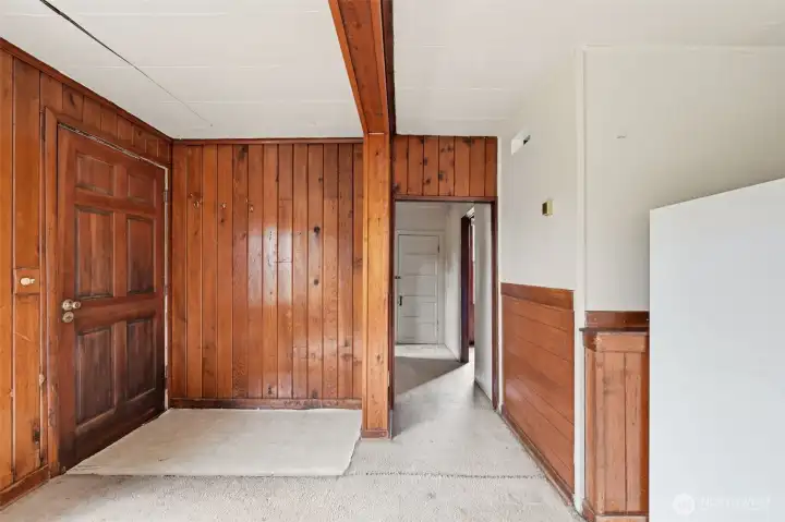 The entry and back hallway to the bedroom and bathroom. The entry and back hallway to the bedroom and bathroom.
