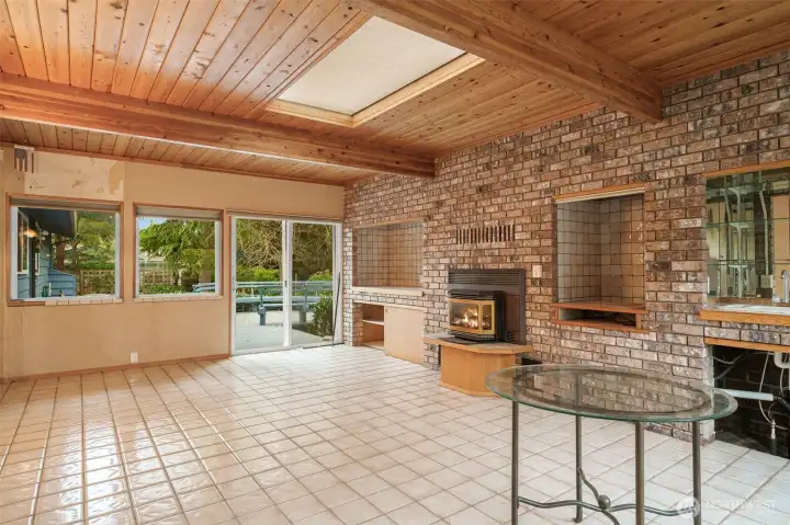 Use this solarium year round with fireplace to keep it warm.