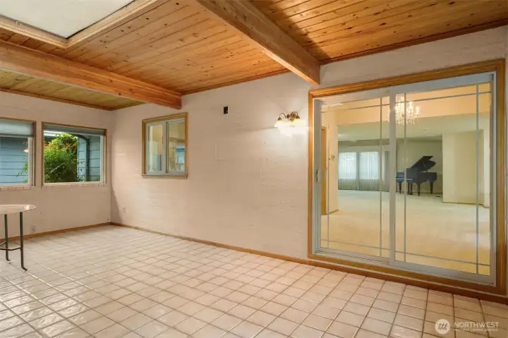 Enter the solarium from the dining room.