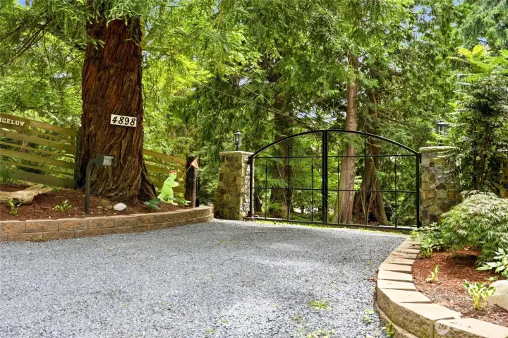 Beautiful custom gated entry to the property