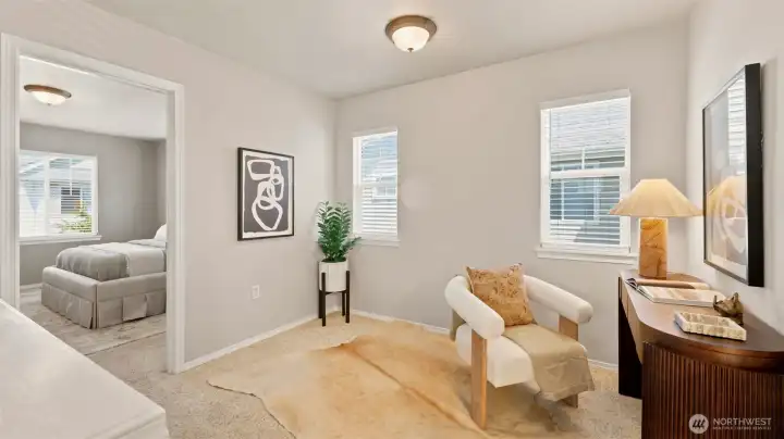 Light-filled and spacious, this open bonus area offers the ideal flex space for your work-from-home setup Light-filled and spacious, this open bonus area offers the ideal flex space for your work-from-home setup